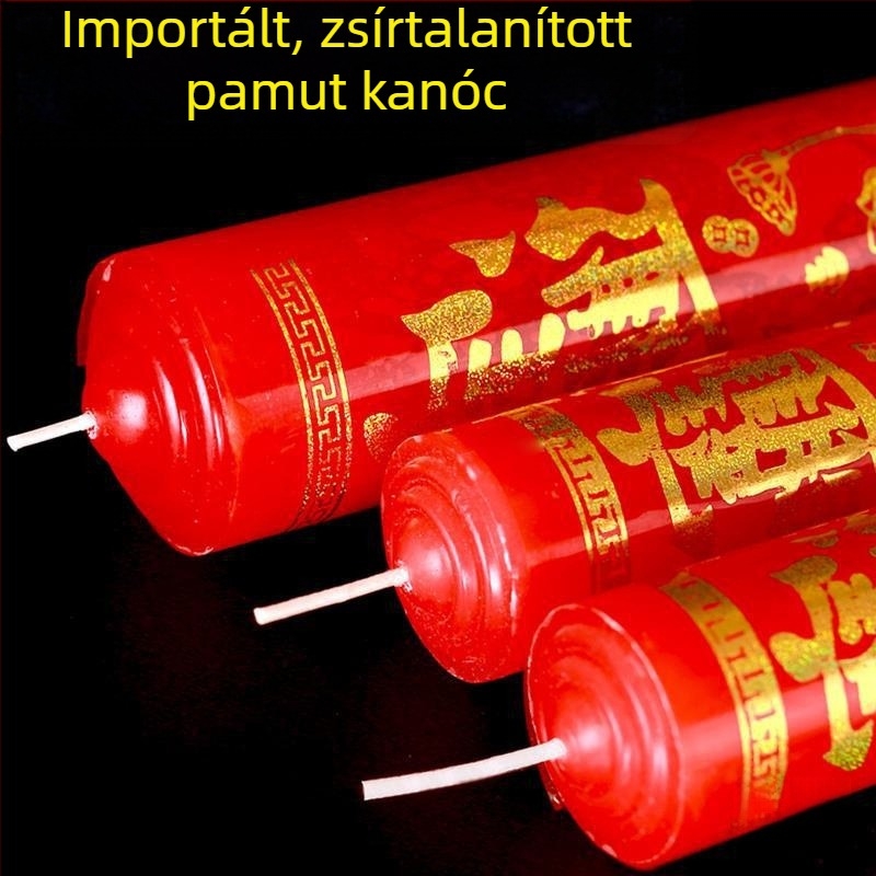 Nagy piros háztartási gyertya vészvilágításhoz, katasztrófavédelmi célokra és kínai újév ünnepére