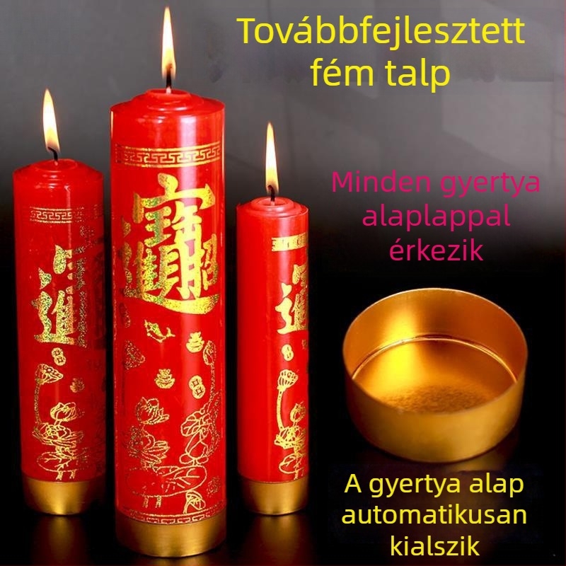 Nagy piros háztartási gyertya vészvilágításhoz, katasztrófavédelmi célokra és kínai újév ünnepére
