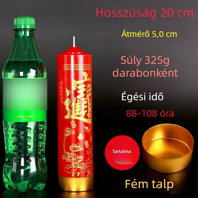 Nagy piros háztartási gyertya vészvilágításhoz, katasztrófavédelmi célokra és kínai újév ünnepére