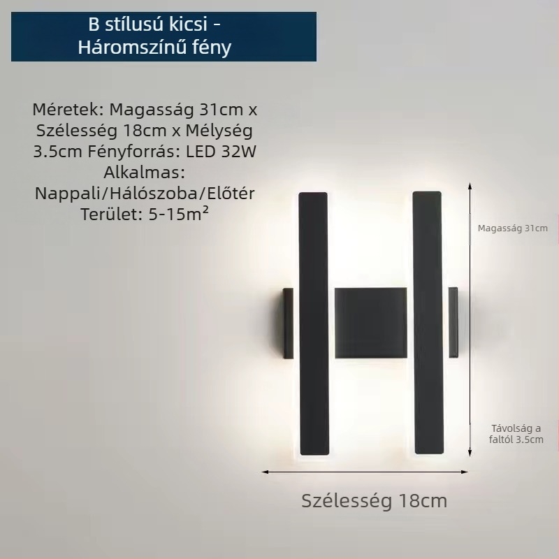 Minimalista falikar LED-szalaggal hálószobára, éjjeli lámpa, modern skandináv stílus a nappaliba