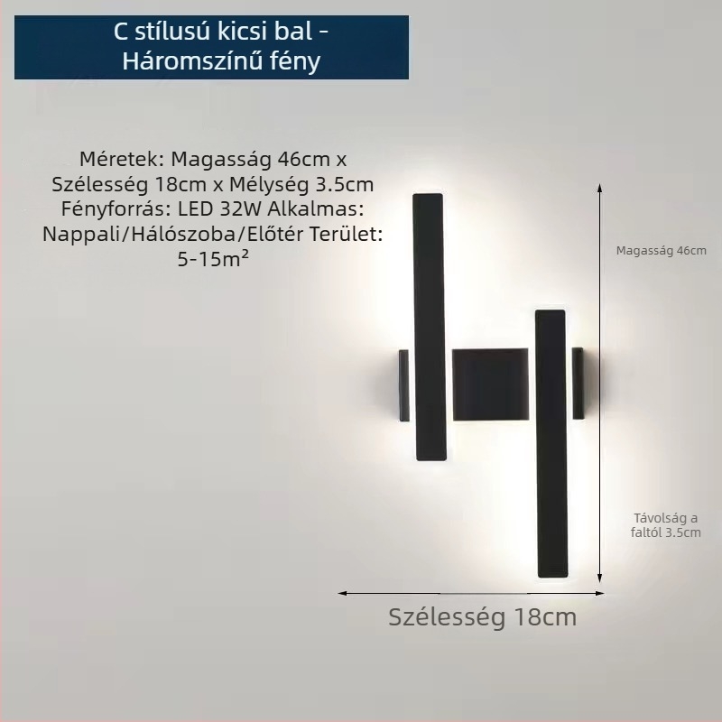 Minimalista falikar LED-szalaggal hálószobára, éjjeli lámpa, modern skandináv stílus a nappaliba