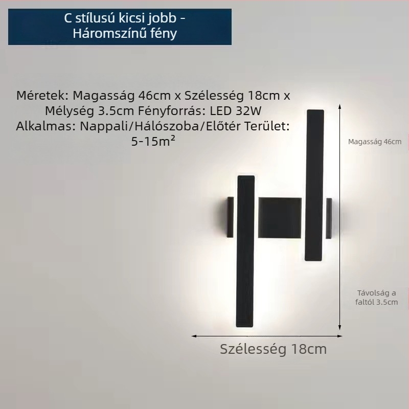 Minimalista falikar LED-szalaggal hálószobára, éjjeli lámpa, modern skandináv stílus a nappaliba
