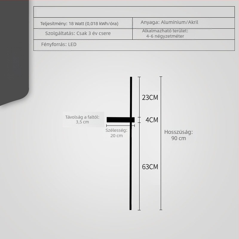 Minimalista hosszú falikar nappaliba, TV-háttérfalhoz, hálószobában az ágy mellett és a folyosón