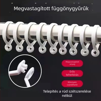 Függönygyűrű-készlet: vastag, csendes gyűrű, római rúd gyűrű, húzógyűrű, függönykampó