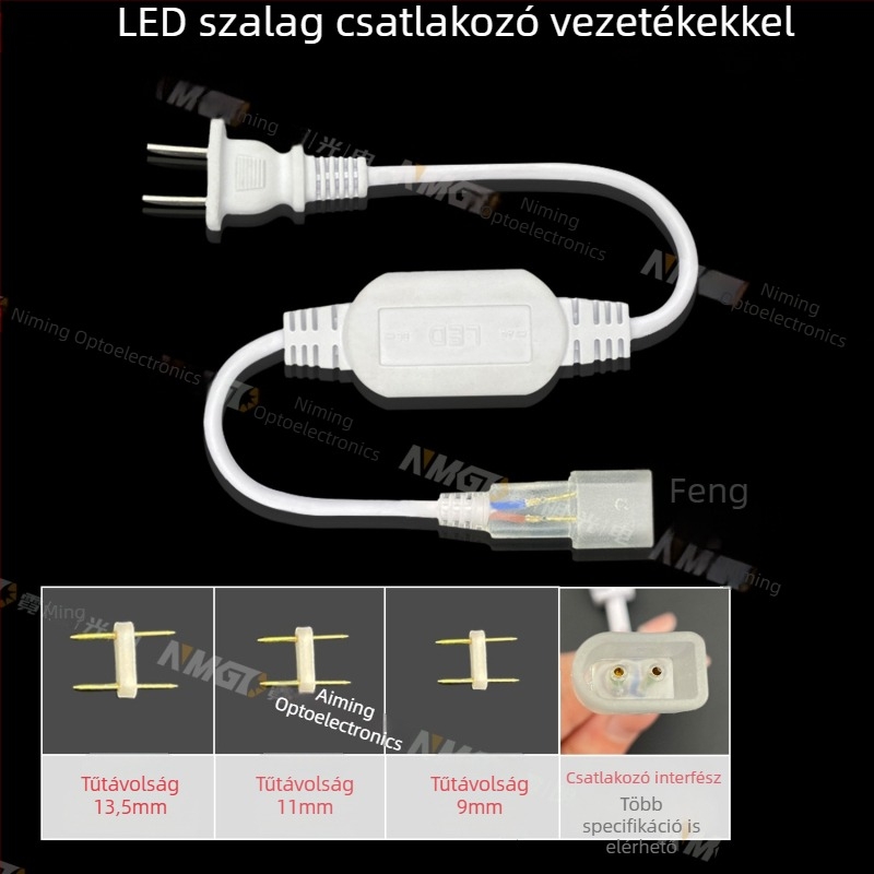 220V-os kétpin LED-szalag csatlakozó, nagy teljesítményű meghajtóval és egyenirányítóval, vezetékes csatlakozóval, 100 m
