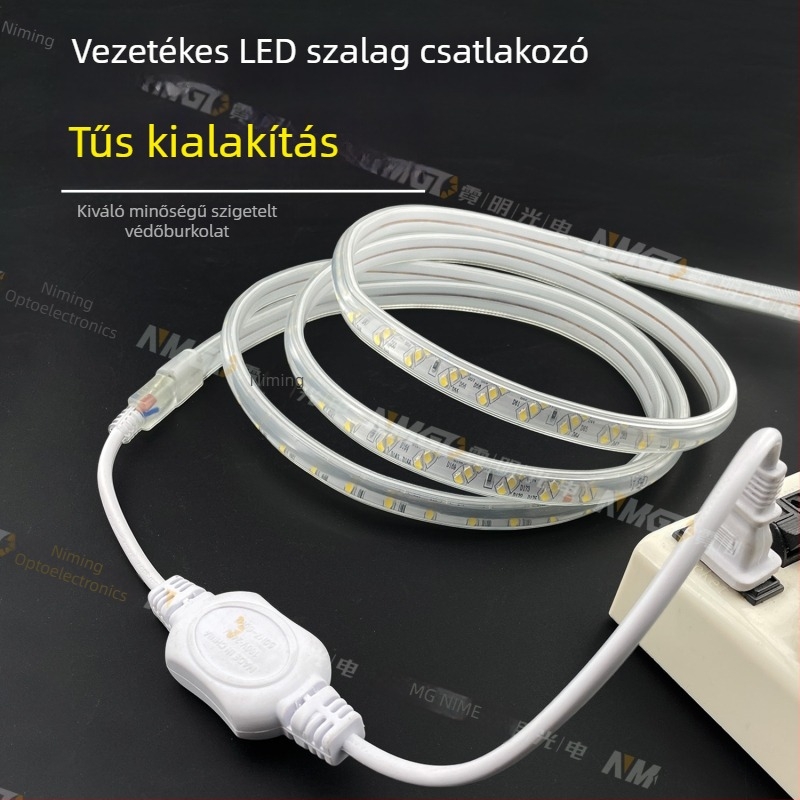 220V-os kétpin LED-szalag csatlakozó, nagy teljesítményű meghajtóval és egyenirányítóval, vezetékes csatlakozóval, 100 m