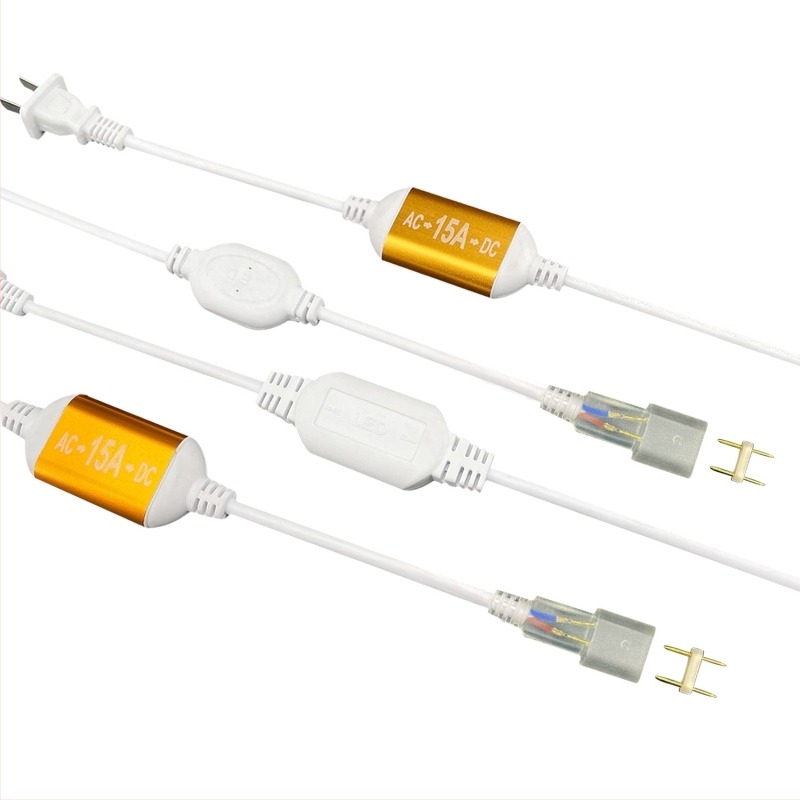 220V-os kétpin LED-szalag csatlakozó, nagy teljesítményű meghajtóval és egyenirányítóval, vezetékes csatlakozóval, 100 m