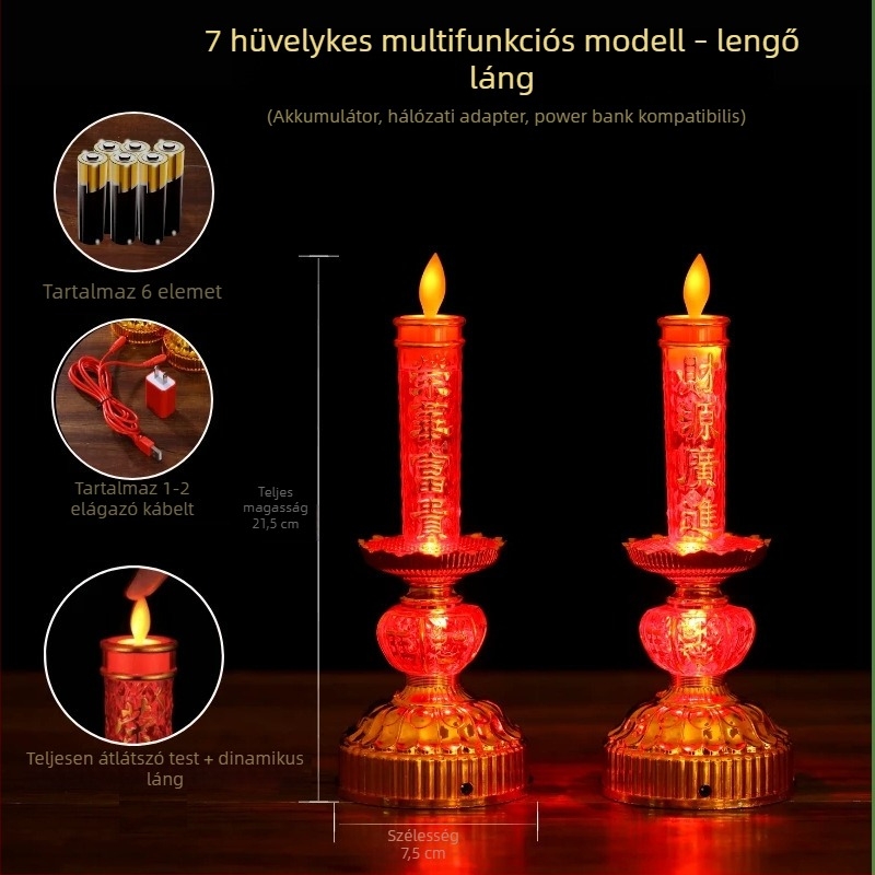 LED lángszimuláló gyertyák, párban, lengő, háztartási elektronikus gyertyák tartóval