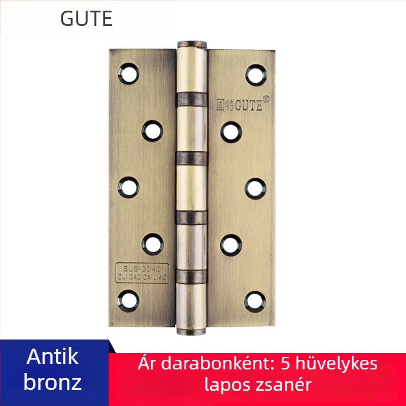 Gute 5 hüvelykes ajtózsanér, 304D rozsdamentes acélból, masszív kivitel, 3.0 csapágy, halk működés belső faajtókhoz