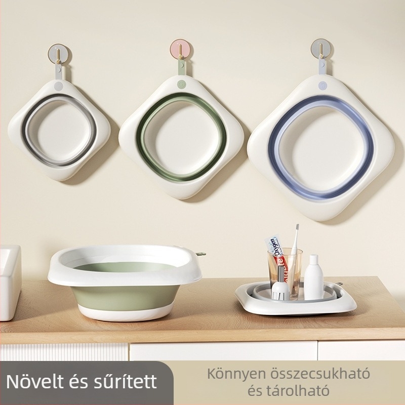 Összecsukható mosómedence arcmosáshoz, kisméretű, hordozható – kollégiumhoz, utazásokhoz és háztartási mosáshoz, 39 cm