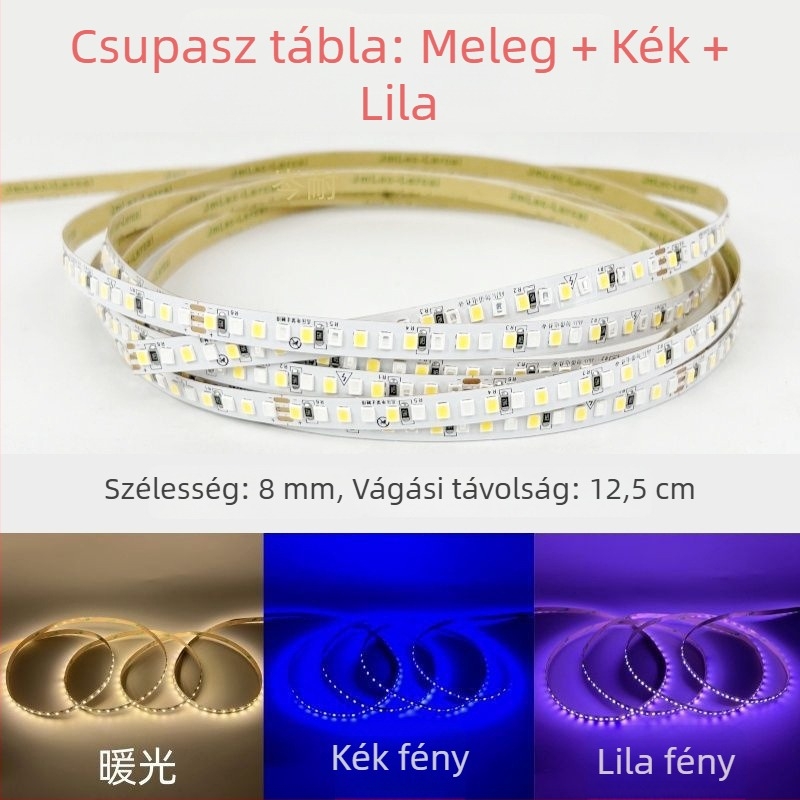 Két színű LED szilikon világító szalag, 220V, vízálló, nappali mennyezeti vonalvilágítás