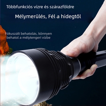 12‑magos búvárfény 3P70 erős fénnyel, víz alatti használatra, éjszakai merülésekhez és horgászathoz