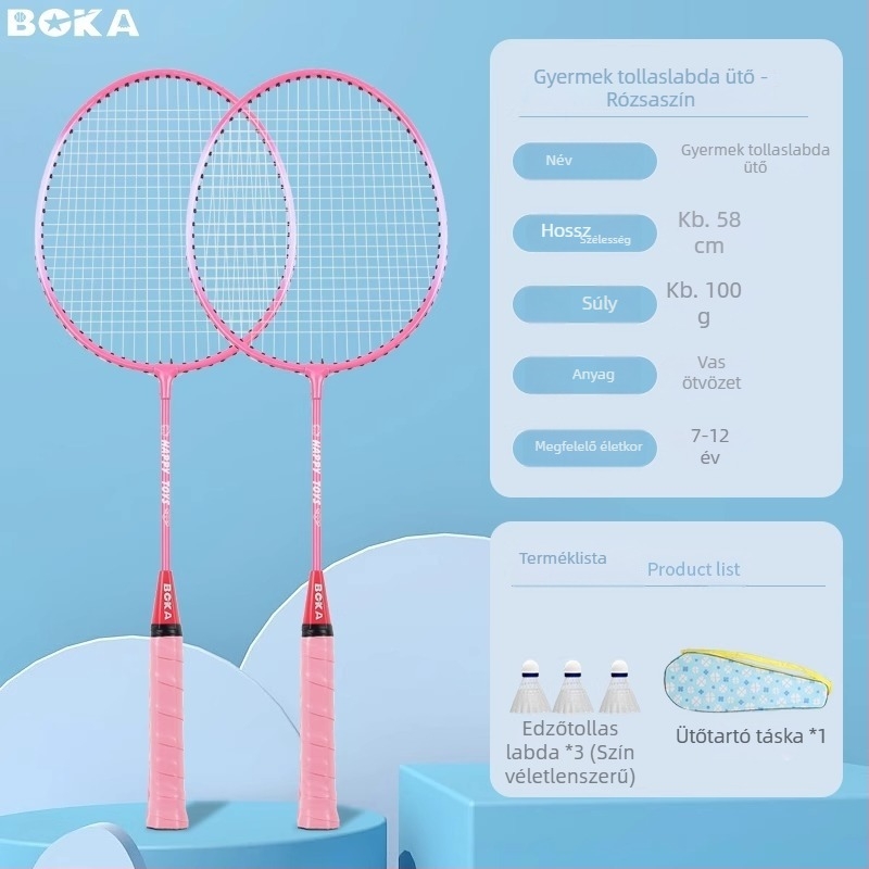 Gyerekeknek szóló tollaslabda ütő készlet – ultra könnyű és tartós, 3–12 éveseknek; két ütő a szülő-gyermek játékhoz