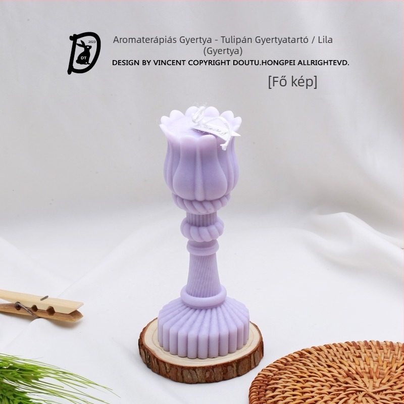 Nordikus stílusú lótusz lámpa hosszú szárral, tulipán formájú aromaterápiás gyertya – dekoráció, születésnapi ajándék