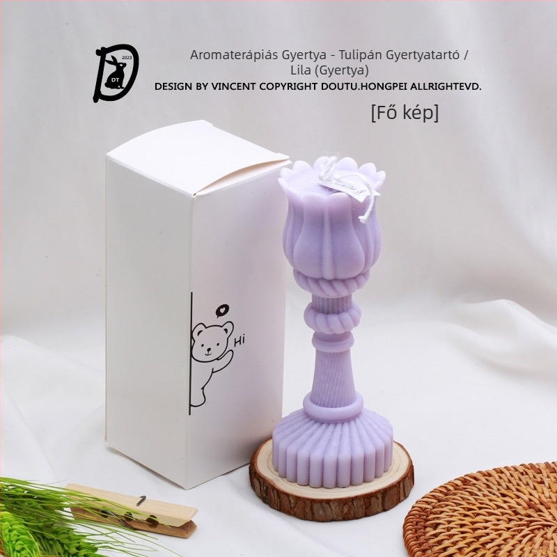 Nordikus stílusú lótusz lámpa hosszú szárral, tulipán formájú aromaterápiás gyertya – dekoráció, születésnapi ajándék