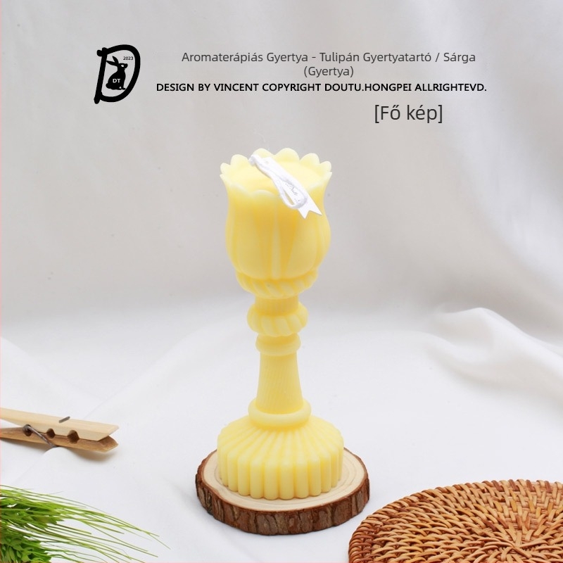 Nordikus stílusú lótusz lámpa hosszú szárral, tulipán formájú aromaterápiás gyertya – dekoráció, születésnapi ajándék