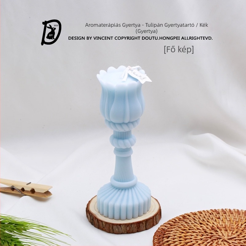 Nordikus stílusú lótusz lámpa hosszú szárral, tulipán formájú aromaterápiás gyertya – dekoráció, születésnapi ajándék