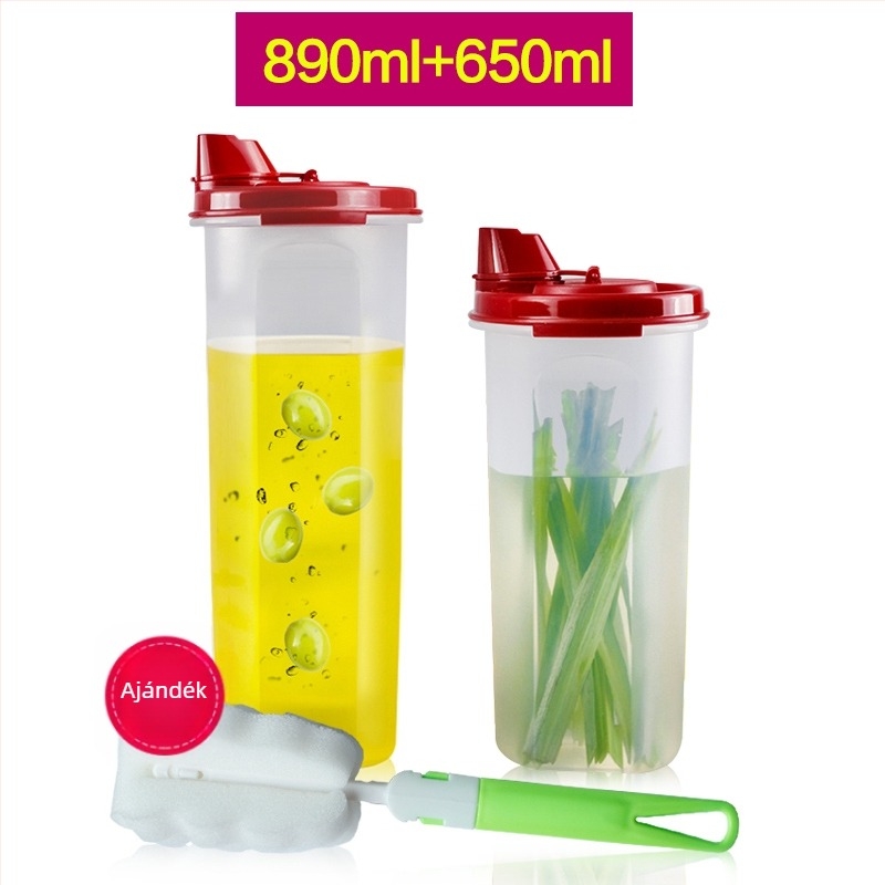 Olajtartó üveg 890/650 ml, zárt konyhai tartály szója- és ecetszószhoz