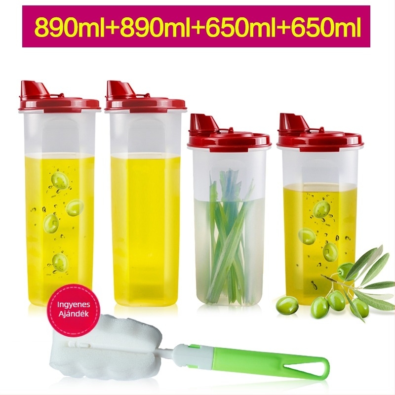 Olajtartó üveg 890/650 ml, zárt konyhai tartály szója- és ecetszószhoz