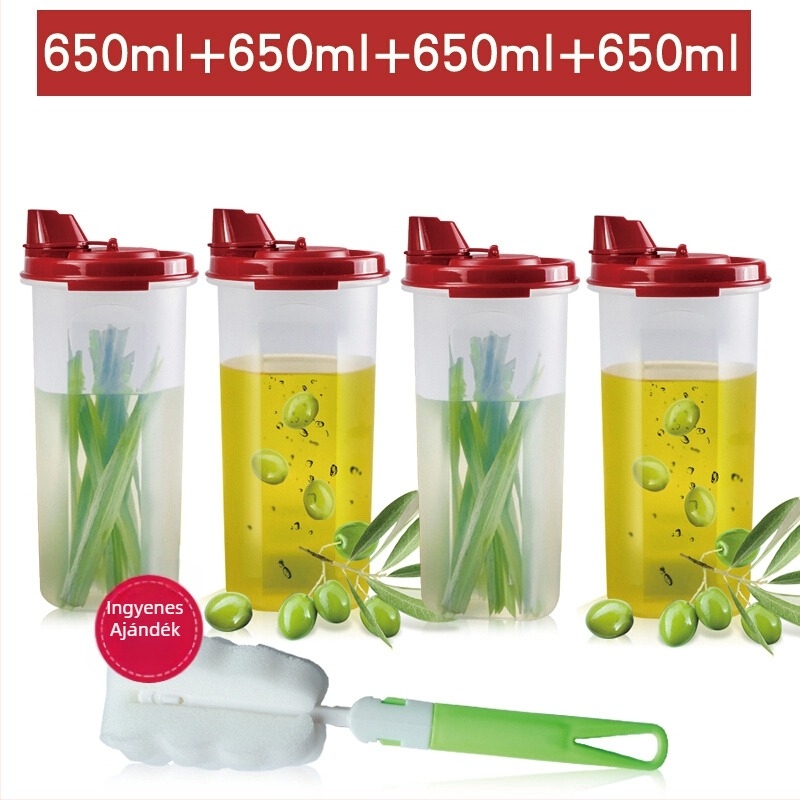 Olajtartó üveg 890/650 ml, zárt konyhai tartály szója- és ecetszószhoz