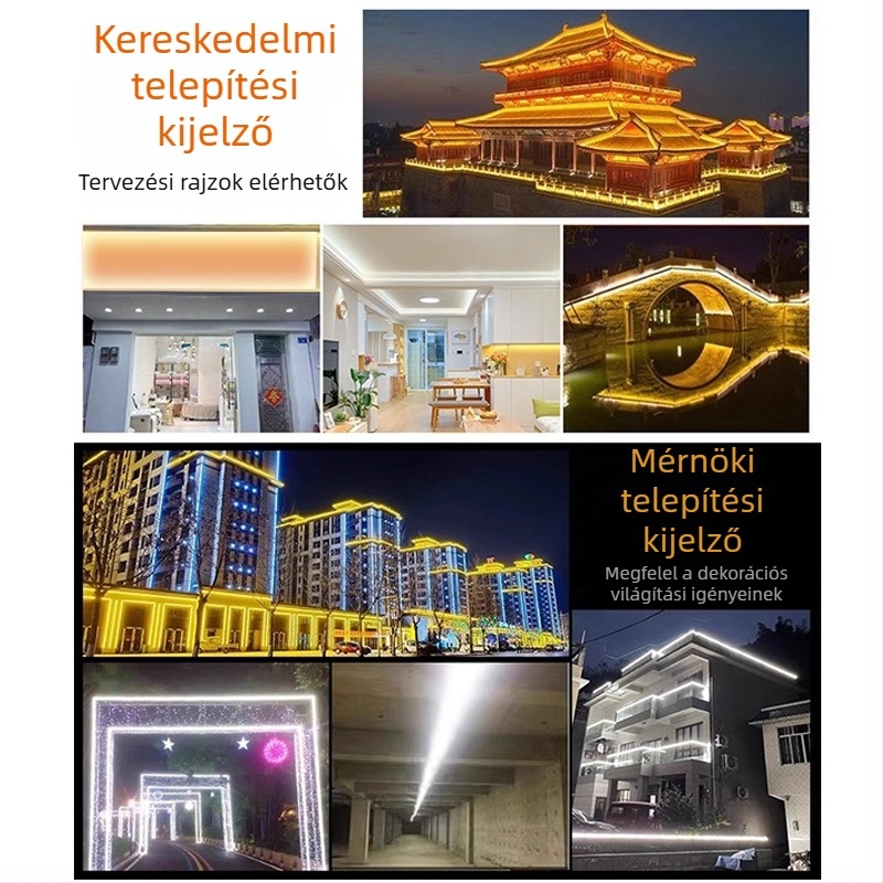 Kültéri vízálló szilikon bevonat LED-szalag, lineáris 220V, környezeti világítás