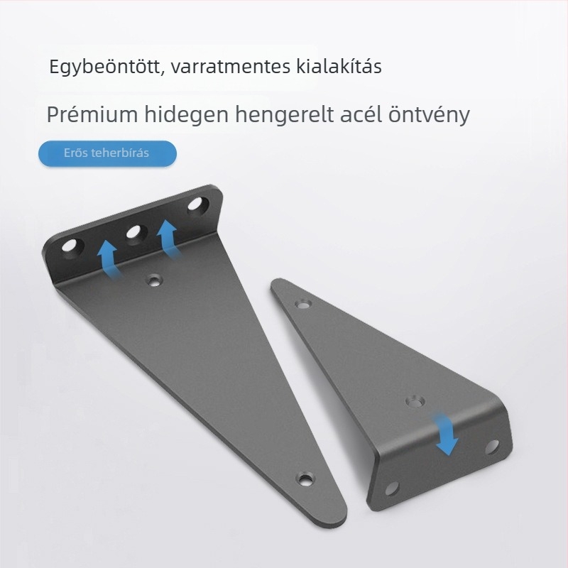 Rejtett háromszög alakú polctartó megerősített panellel, falra szerelhető