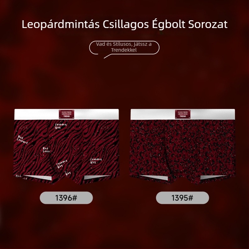 Piros férfi boxeralsó leopárd mintával, Ice Silk anyagból