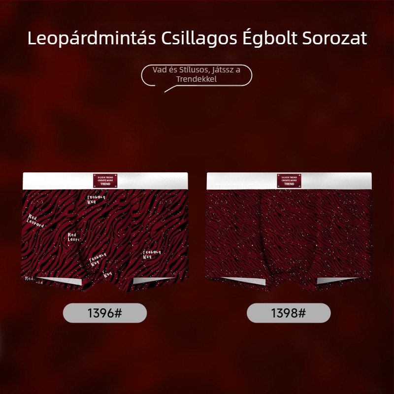 Piros férfi boxeralsó leopárd mintával, Ice Silk anyagból