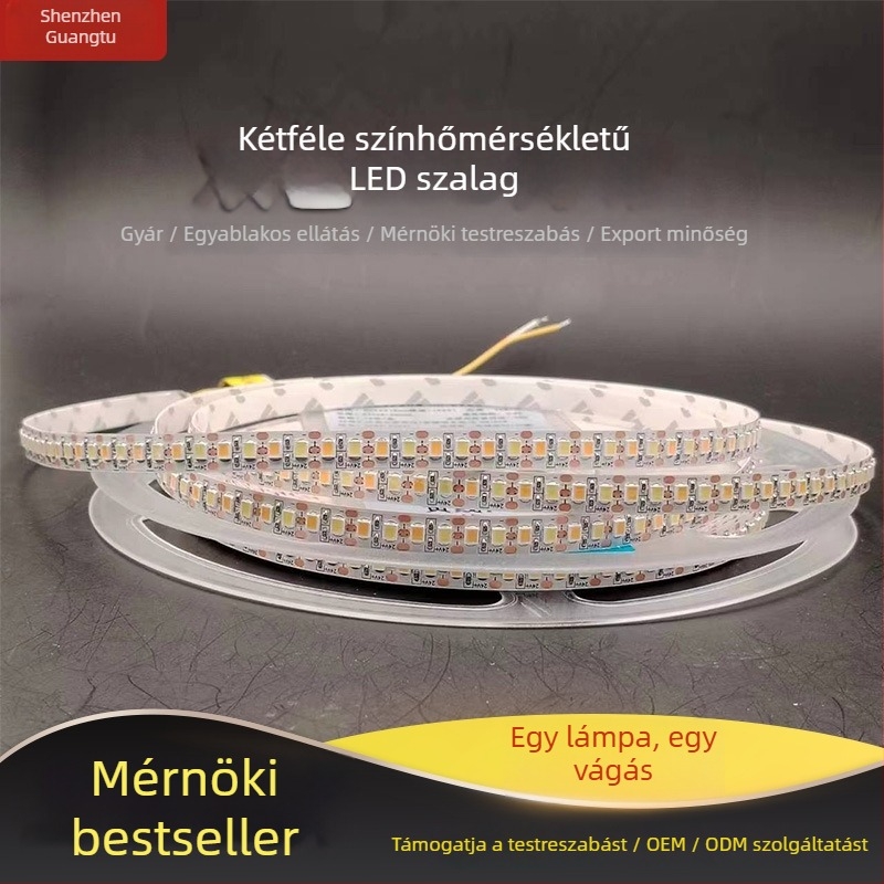 Két színű LED-szalag szekrényhez és éjjeliszekrényhez, 24V, 2835 LED, vízálló hangulatvilágítás