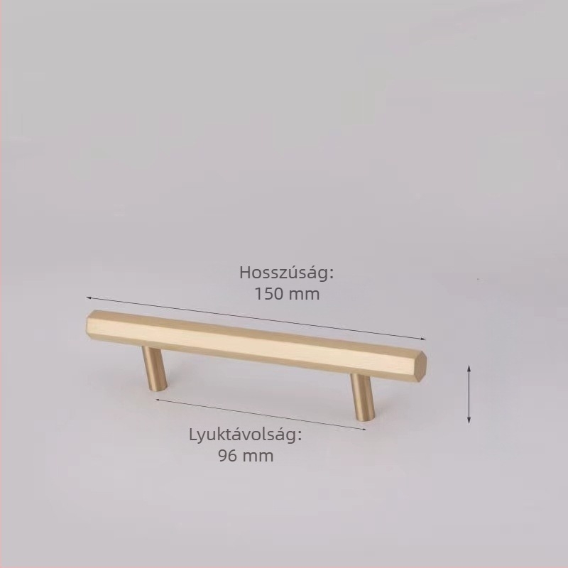 Sárgarémből készült szekrényajtó fogantyú, hatszögletű, új kínai stílusú, modern minimalista dizájn