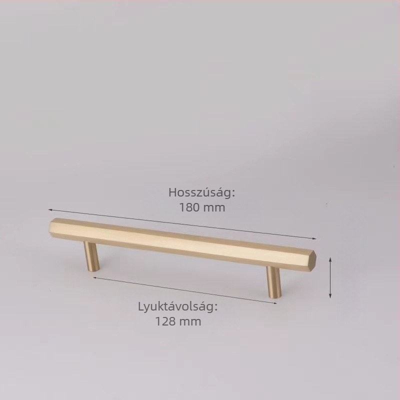 Sárgarémből készült szekrényajtó fogantyú, hatszögletű, új kínai stílusú, modern minimalista dizájn