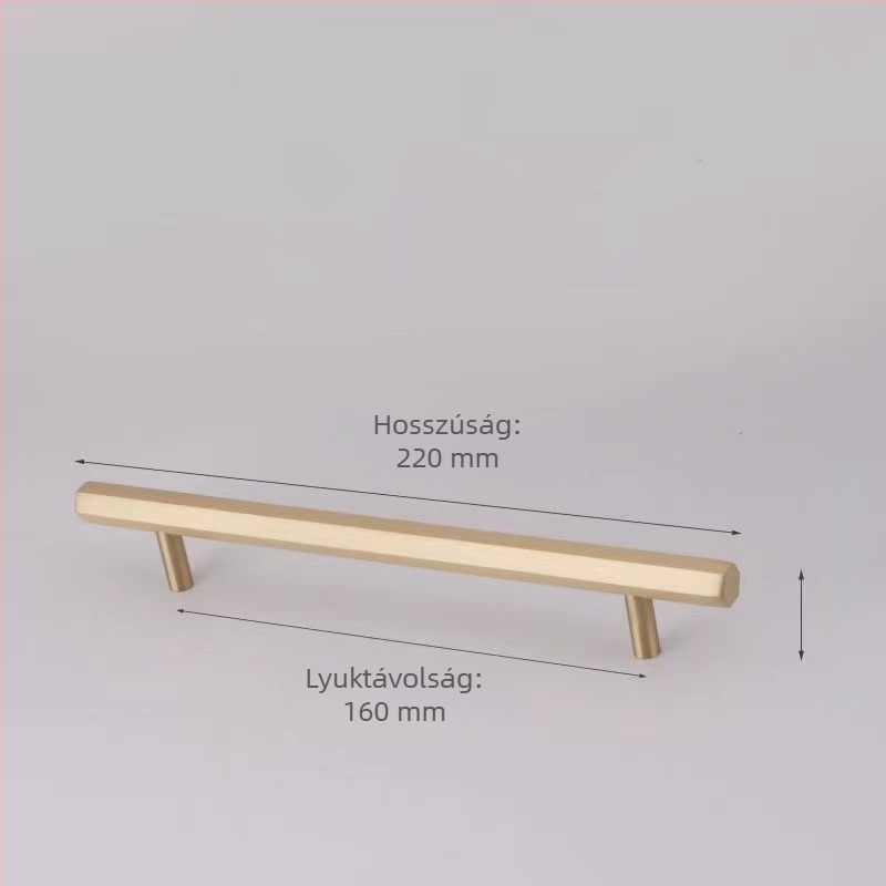 Sárgarémből készült szekrényajtó fogantyú, hatszögletű, új kínai stílusú, modern minimalista dizájn