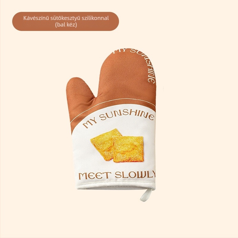  Szilikonból készült, hőálló kesztyű sütőhöz és mikrohullámú sütőhöz, 26 cm hosszú