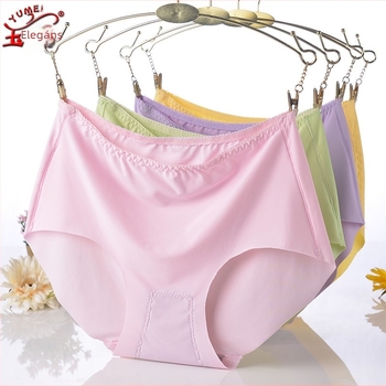 Yumei 8912 Női középmagas derekú ice silk anyagú, varrás nélküli egyrészes alsónemű, egyszínű, plusz méret