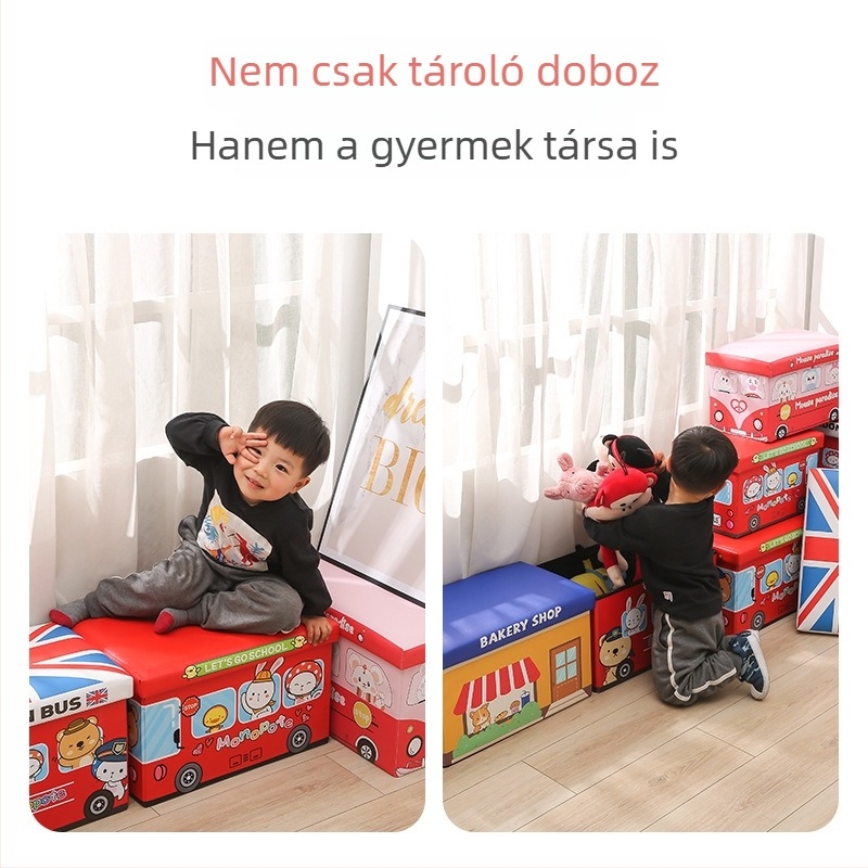 Erősített téglalap alakú gyerek tároló szék, játékok tároló dobozzal, többfunkciós