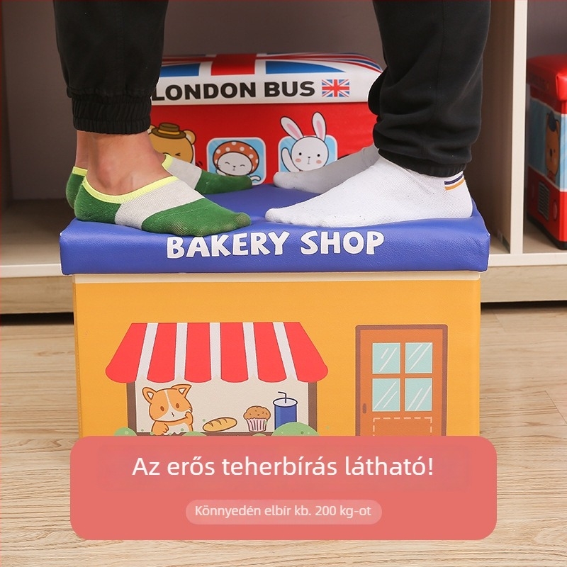 Erősített téglalap alakú gyerek tároló szék, játékok tároló dobozzal, többfunkciós