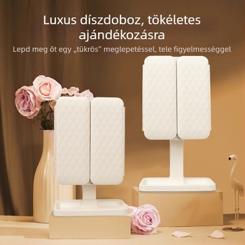 LED világítással ellátott sminktükör, asztali összecsukható sminkasztal, kagyló alakú tükör, HD szépség tükör, ajándék lányoknak