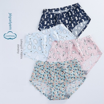 Női alsónemű középmagas derekú Ice Silk anyagból, virágmintás, légáteresztő, pamutbetéttel, könnyű nyári stílus, Plus Size