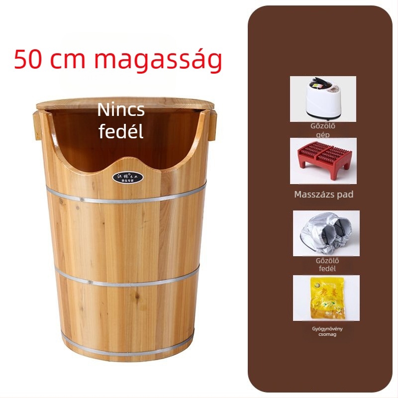 Tölgyfa lábfürdő vödör mélyfűtéssel a vádlik számára, otthoni gőzölős lábfürdő