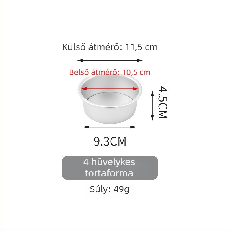 Chiffon tortaforma levehető aljjal, 4/6/8 inch, alumínium ötvözetből