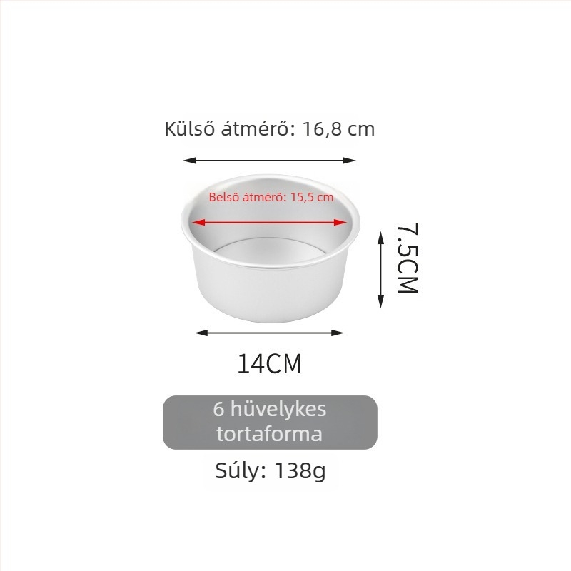 Chiffon tortaforma levehető aljjal, 4/6/8 inch, alumínium ötvözetből