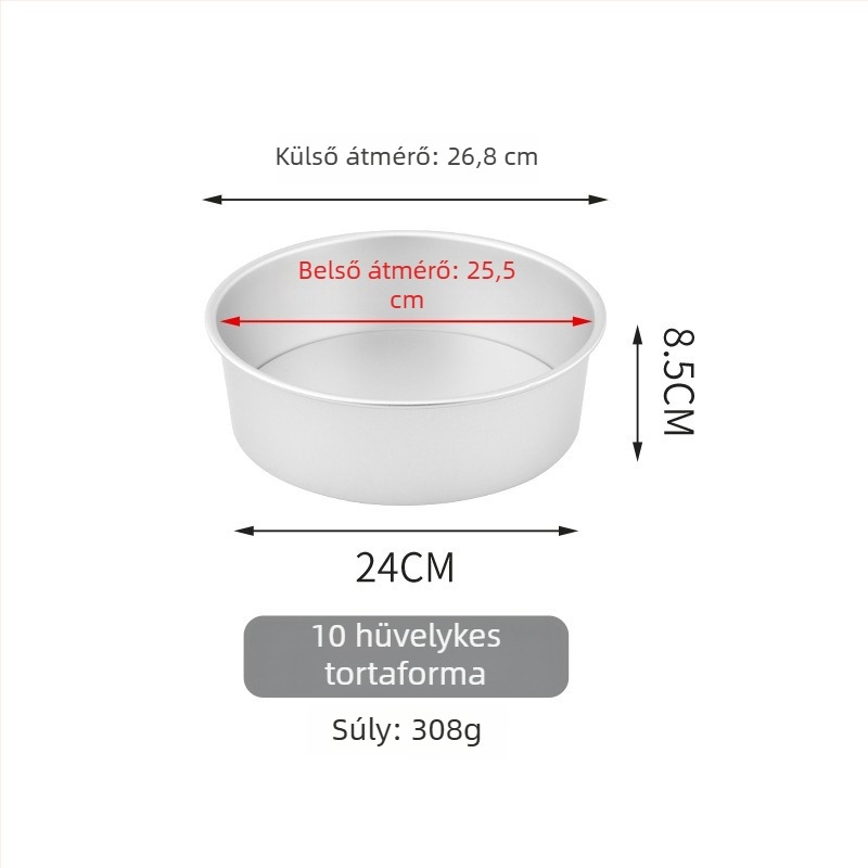Chiffon tortaforma levehető aljjal, 4/6/8 inch, alumínium ötvözetből