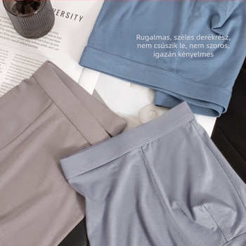 Lágy modal anyagú férfi alsónemű antibakteriális ágyéki zónával, középmagas derekú, egyszínű, elasztikus boxer brief