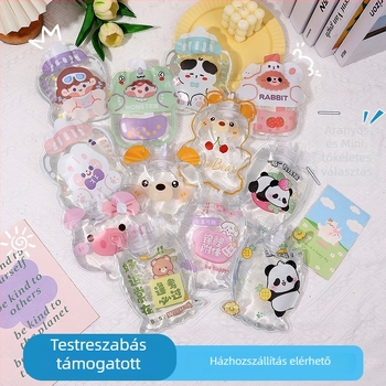 Téli szigetelt rajzfilmszerű kézmelegítő, átlátszó vízzel tölthető palack, mini kézitáska