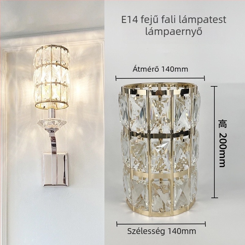 Arany színű üvegbúra E14-es alaphoz, 120 mm, kristályos csere lámpabúra a nappali lámpához
