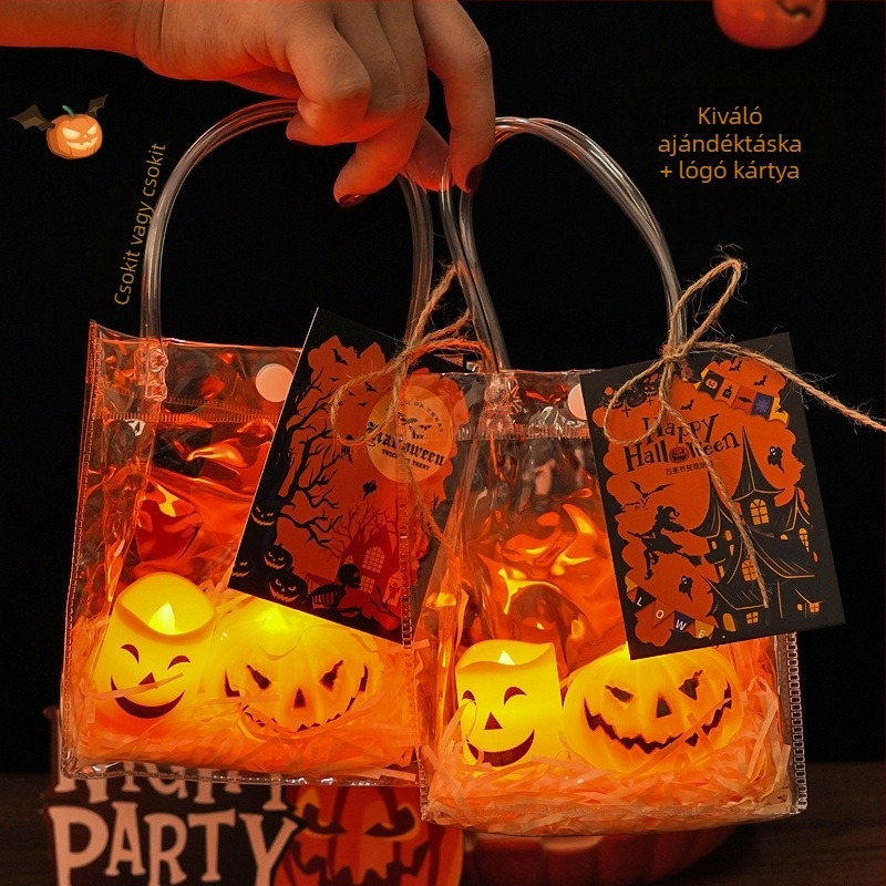 Halloween tökös éjszakai fény, mini gyertya lámpa, hordozható ajándék gyerekeknek és lányoknak, hálószoba dekoráció