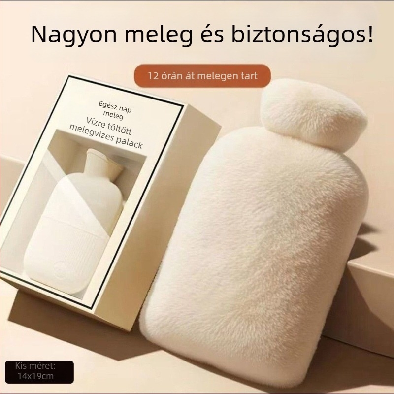 Plüss borítású melegvíz-táska, vastagabb kivitel, állítható hőmérséklet, melegítő tömörítés hasra, vállakra, nyakra, lábakra és kezekre