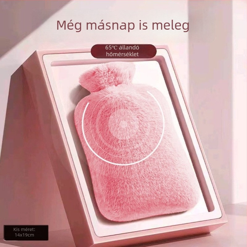 Plüss borítású melegvíz-táska, vastagabb kivitel, állítható hőmérséklet, melegítő tömörítés hasra, vállakra, nyakra, lábakra és kezekre