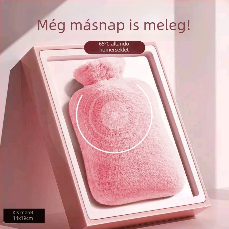 Plüss borítású melegvíz-táska, vastagabb kivitel, állítható hőmérséklet, melegítő tömörítés hasra, vállakra, nyakra, lábakra és kezekre