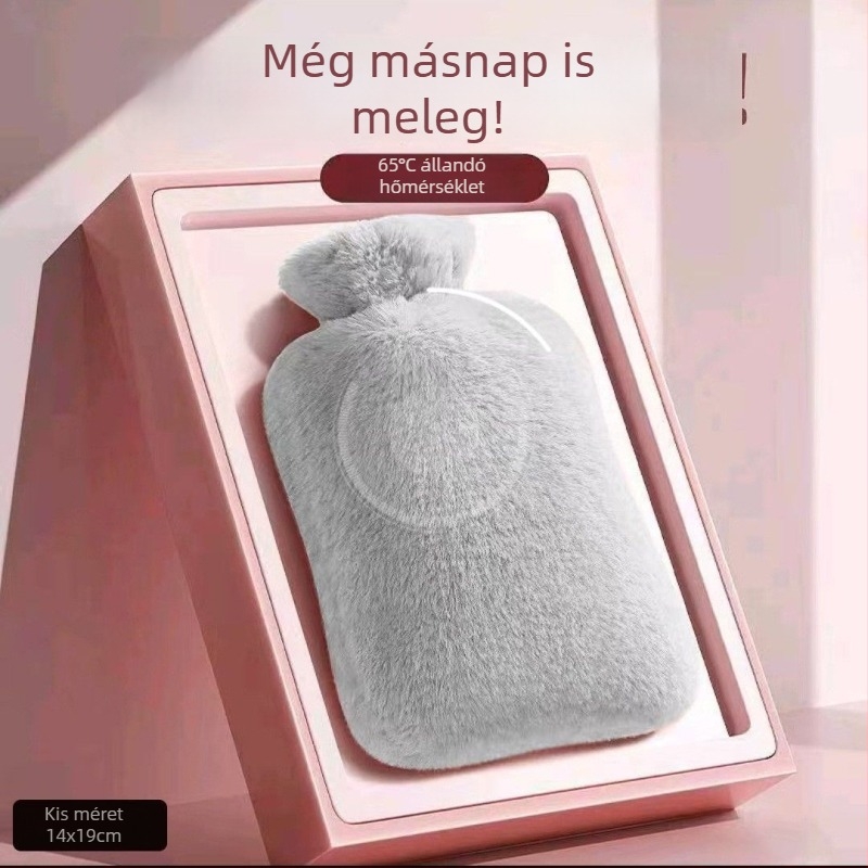 Plüss borítású melegvíz-táska, vastagabb kivitel, állítható hőmérséklet, melegítő tömörítés hasra, vállakra, nyakra, lábakra és kezekre
